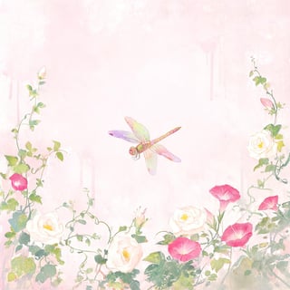 Watercolor Dragonfly with Floral Background
