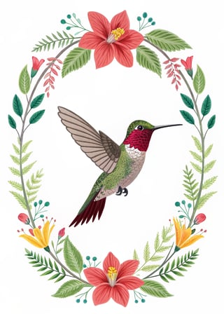 Stylized Ruby Throated Hummingbird Vector