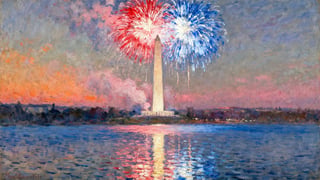Fireworks Over Washington Monument Painting