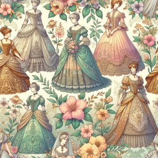 Victorian Dresses Pattern Background