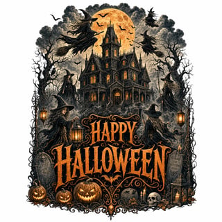 Happy Halloween Gothic Witches Poster