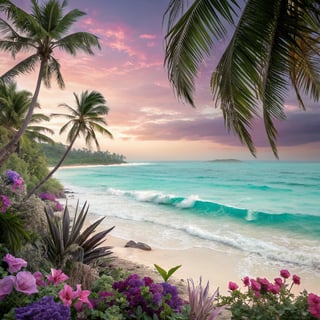 Elegant Tropical Beach and Ocean Scene