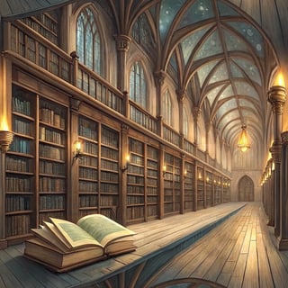 Magical Hogwarts Library Scene