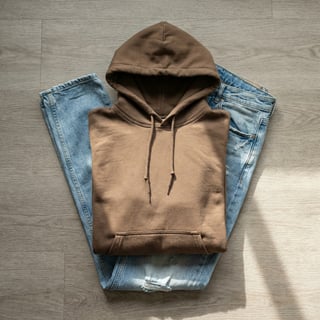 Flat Lay Brown Gildan 18500 Hoodie Mockup