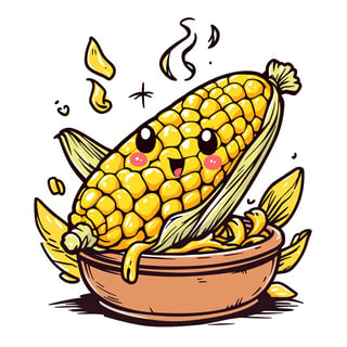 Kawaii Corn on the Cob T-Shirt Design
