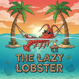 Lazy Lobster Cartoon T-Shirt Design