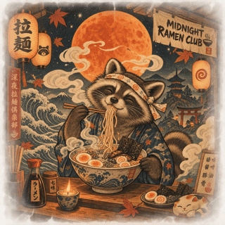 Midnight Ramen Raccoon