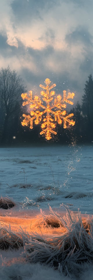 Fiery Snowflake in Winter's Embrace