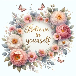 Pastel Floral Wreath with Inspirational Quote