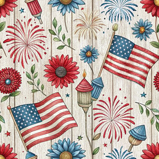 4th of July Hand-Drawn Pattern