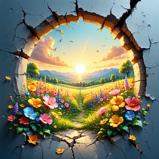 3D Cartoon Art Through Wall Hole