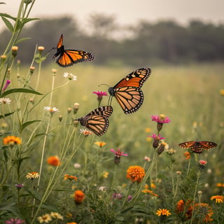 Vintage Monarch Butterfly Meadow