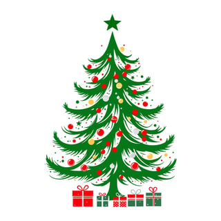 Minimalist Green Christmas Tree Illustration