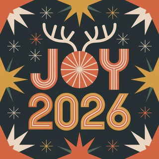 Retro Christmas Art with Geometric Reindeer