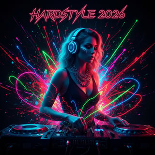 Neon Female DJ Hardstyle 2026