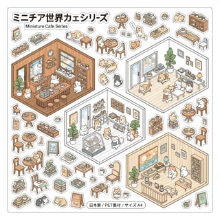 Isometric Miniature Café Stickers