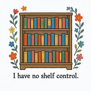 Bookshelf with Floral Design and Quote