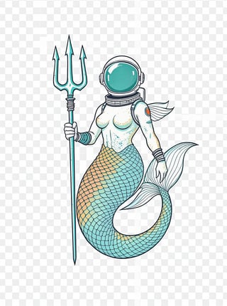 Minimal Mermaid Astronaut Emblem