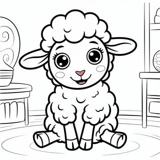 Cute Animated Sheep Illustration