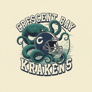 Nautical Sea Kraken Football T-Shirt