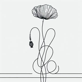 Minimalist Single Poppy Line Art