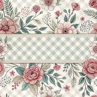 Seamless Gingham Floral Pattern