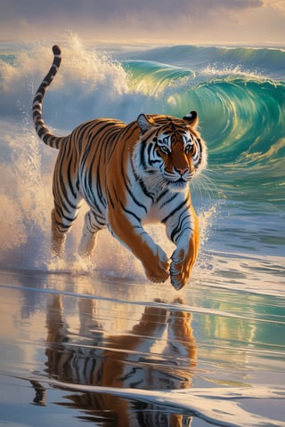Surreal Black-and-Silver Tiger Painting