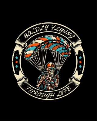 Vintage Skeleton Paraglider Badge