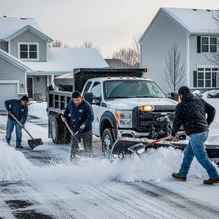Winter Morning Snow Removal Scene