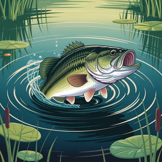 Largemouth Bass Seamless Pattern