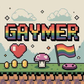 Retro Pixel Art Pride Gamer