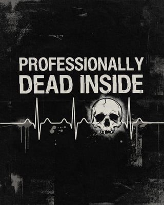 Dark Gothic Skull Heartbeat Illustration