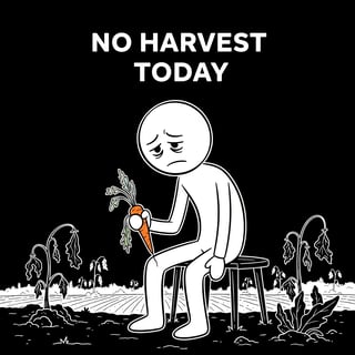 Burnout Cartoon with Sad Carrot