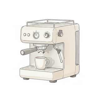 Minimal Watercolor Espresso Machine
