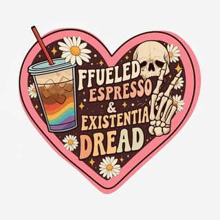 Espresso Heart Doodle with Skeleton Hand