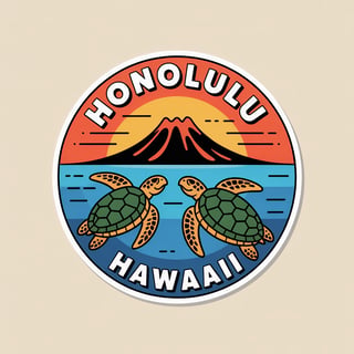 Honolulu Hawaii Cartoon Badge
