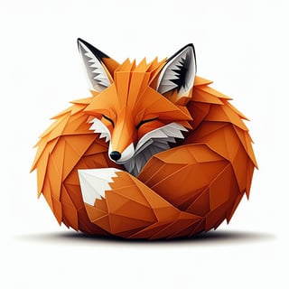 Artistic Origami Fox in Sleep Pose