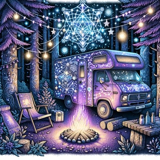 Mystic Camper in Vibrant Forest