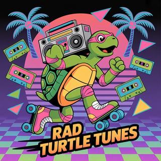 Retro Turtle with Roller Skates