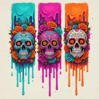 Vibrant Día de los Muertos Paint Stripes