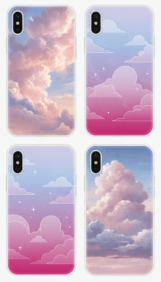Pink and Periwinkle Cloud Phone Cases