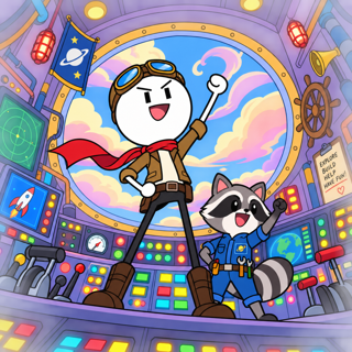 Flat 2D Raccoon Operator at Panel