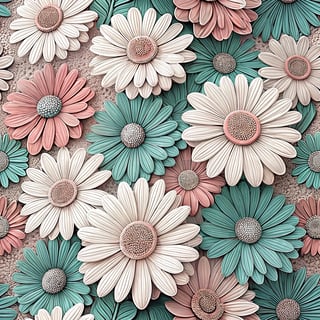 3D Pink and Teal Daisies Art