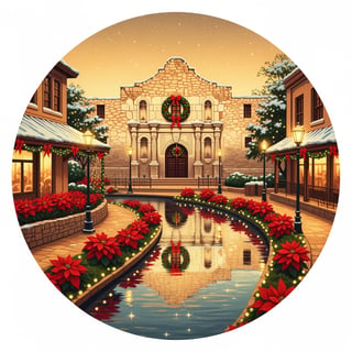 Vintage Holiday Illustration of San Antonio