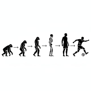 Evolution Chart from Apes to Soccer Player