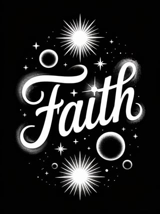 Glowing Faith Design in Black and White