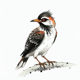 Elegant Ink Wash Bird Artwork