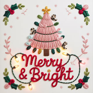 Pink Yarn Christmas Tree Embroidery