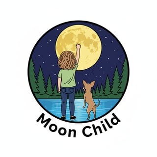 Moon Child Girl and Chihuahua Design