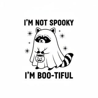 Cute Halloween Raccoon Ghost Art